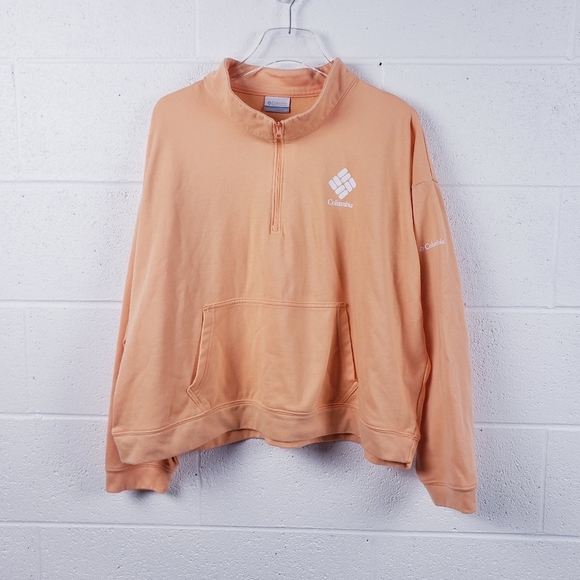 Columbia Women's 3X Trek French Terry Half Zip Pullover Sweatshirt Orange - Picture 1 of 10